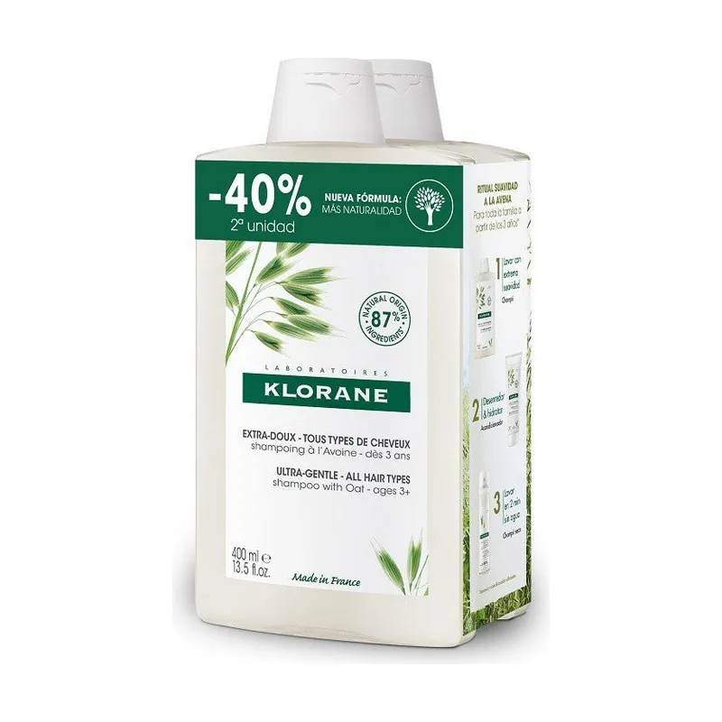 Klorane Champú a la Leche de Avena DUPLO 2x400ml