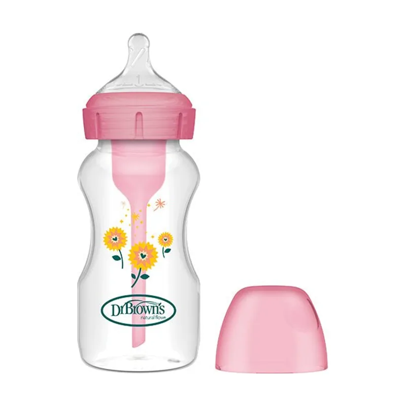 Dr. Brown's Biberón Anticólico Boca Ancha Options+ Rosa +0 meses 270ml