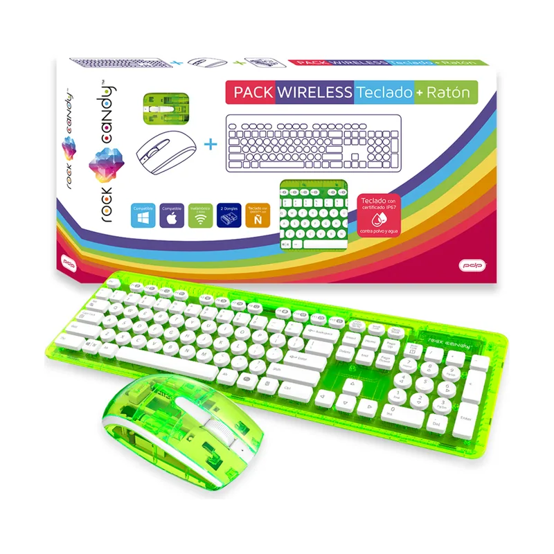 PDP Teclado + Ratón Rock Candy Inalámbrico Verde Lima