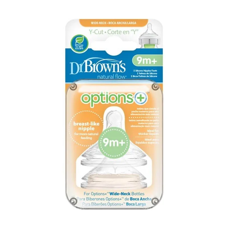 Dr. Brown's Tetina Boca Ancha Opciones Plus Corte Y +9 meses 2 Unidades