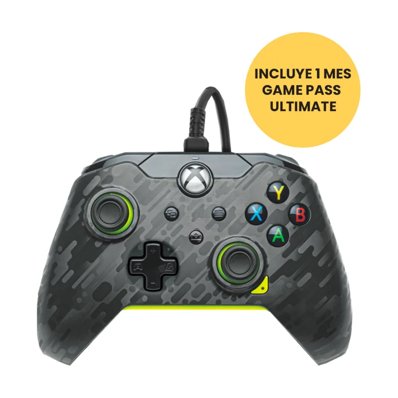 PDP Mando Electric Carbon Camo Amarillo Licenciado con Cable