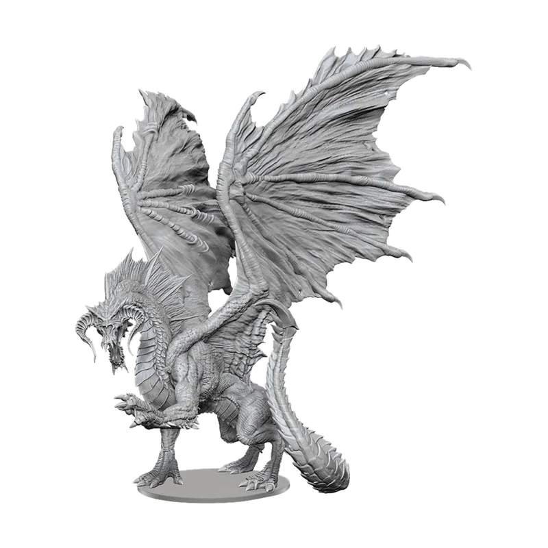 Wizkids Figura Nolzur's Marvelous Black Dragon Adulto Dungeons & Dragons 30cm Figura sin pintar