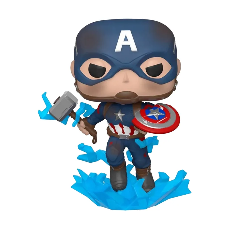 Funko Figura POP! Capitán América con Escudo y Mjölnir Avengers Endgame Marvel 9 cm