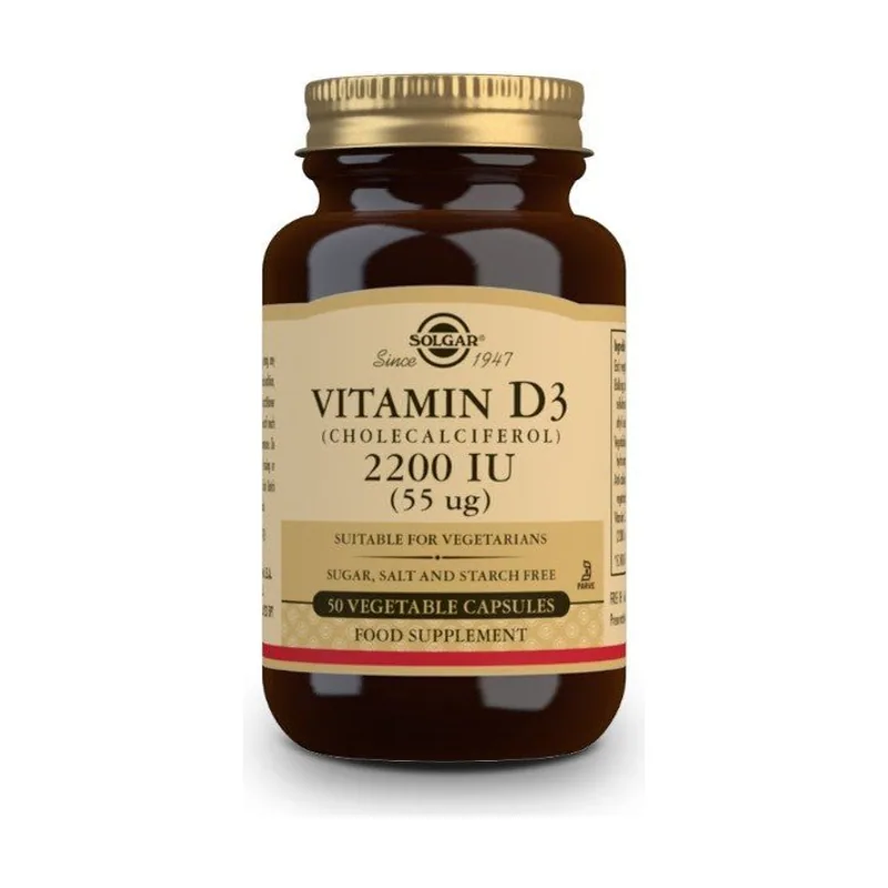 Solgar Vitamina D3 2200 UI 55 μg Colecalciferol 50 Cápsulas Vegetales