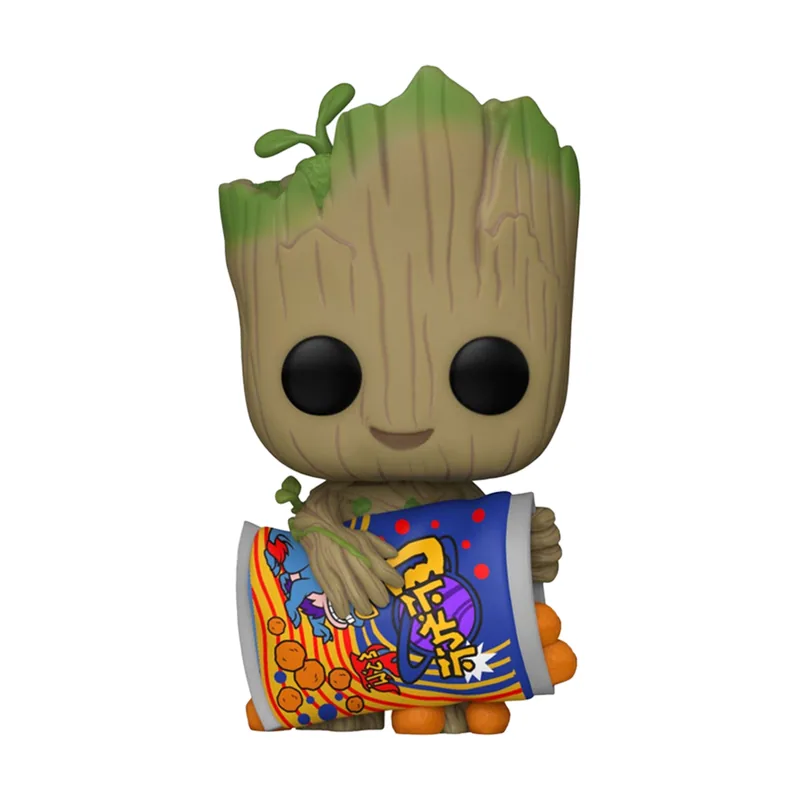 Funko Figura POP! Groot con puffs sabor a queso Yo soy Groot Marvel 9cm