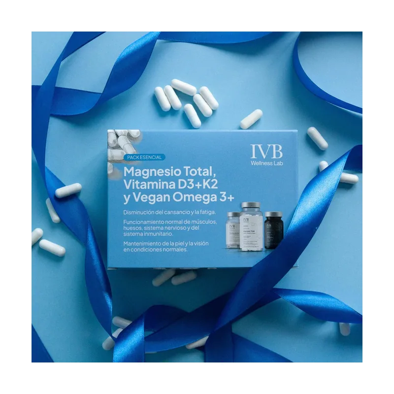 IVB Pack Magnesio Total 60 Cápsulas + Vegan Omega 3+ 30 Cápsulas + Vitamina D3+K2 60 Cápsulas