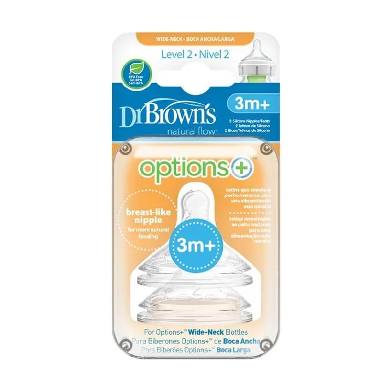 Dr. Brown's Tetina Boca Ancha Options Plus Nivel 2 +3 Meses 2 Unidades