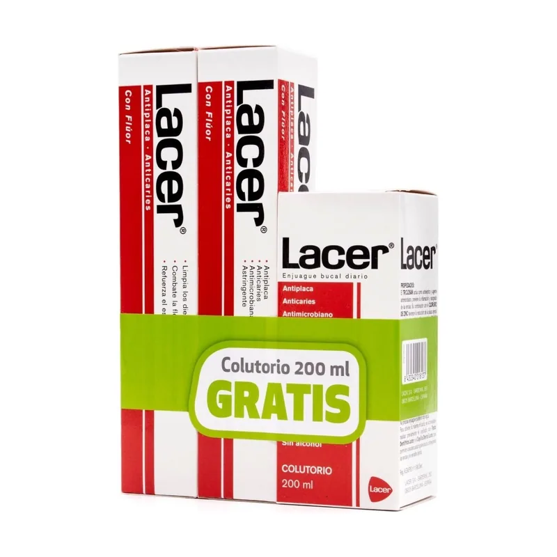 Lacer Flúor Pasta Dentífrica 125ML+125ML+Colutorio 200 ML