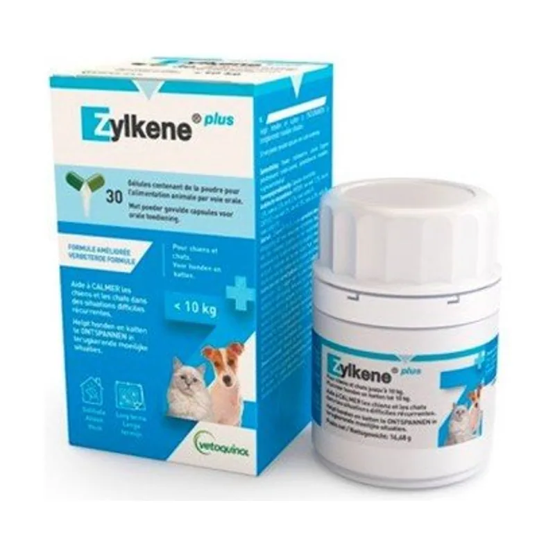 Vetoquinol Zylkene Plus Complemento Alimenticio para Perros y Gatos 30 cápsulas