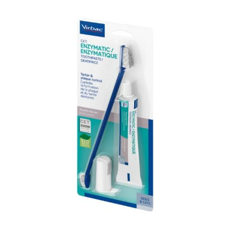 Virbac Kit de Cepillo y Dentífrico Enzimático 70g