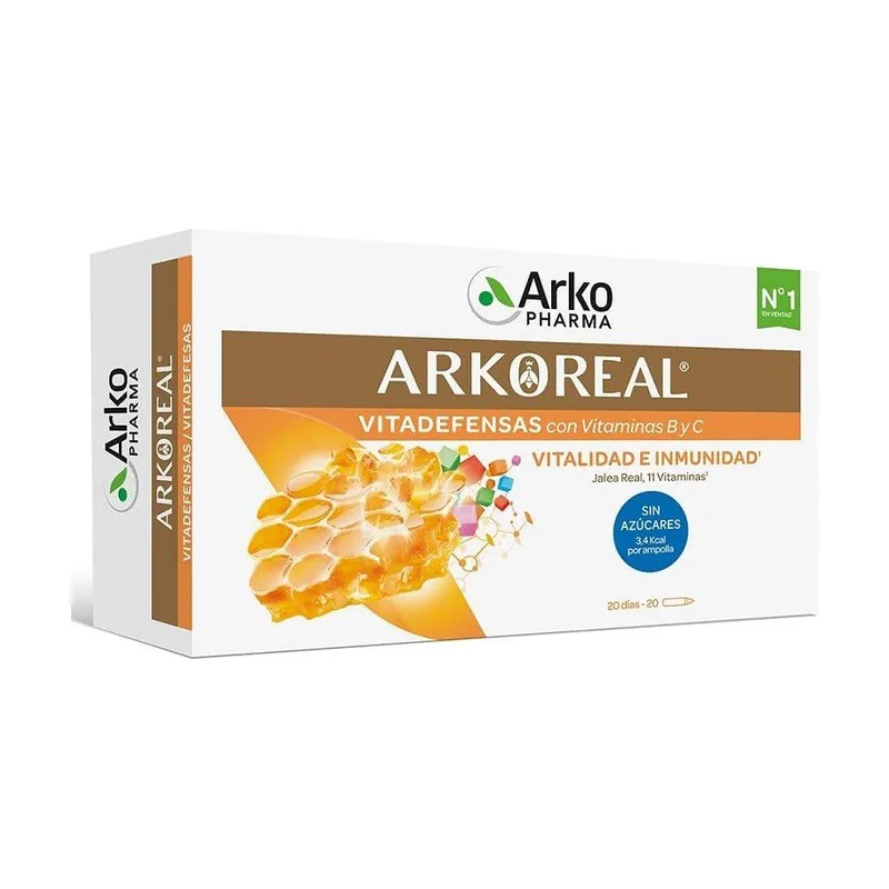 Arkopharma ARKOREAL Jalea Real Vitadefensas Sin Azúcar 1000mg 20 ampollas