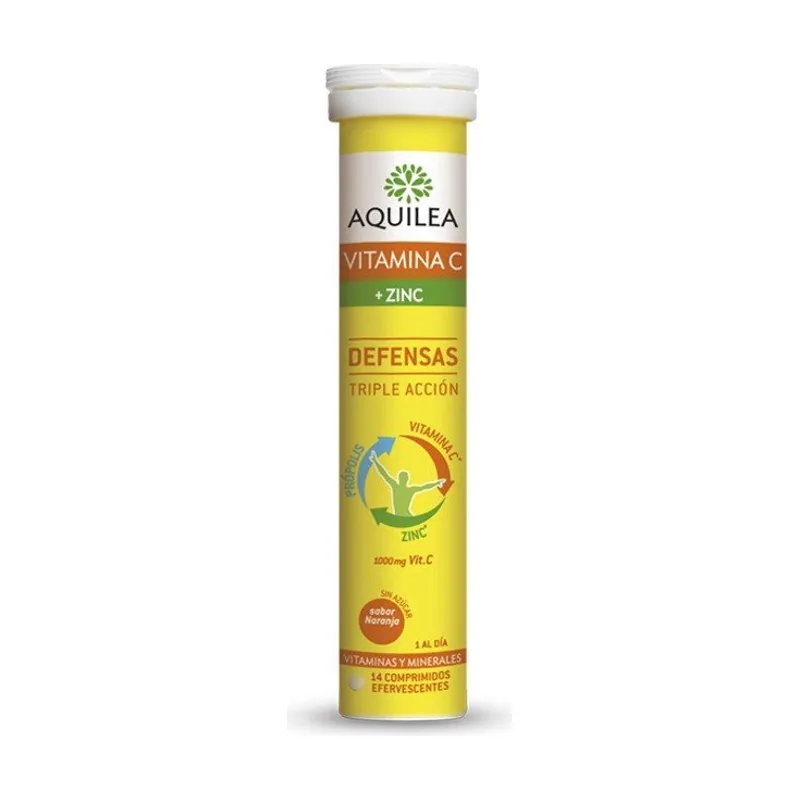 Aquilea Vitamina C + Zinc Defensas Sabor Naranja 14 Comprimidos Efervescentes