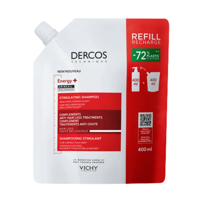 Vichy Dercos Energy+ Recarga De Champú Estimulante 400 Ml