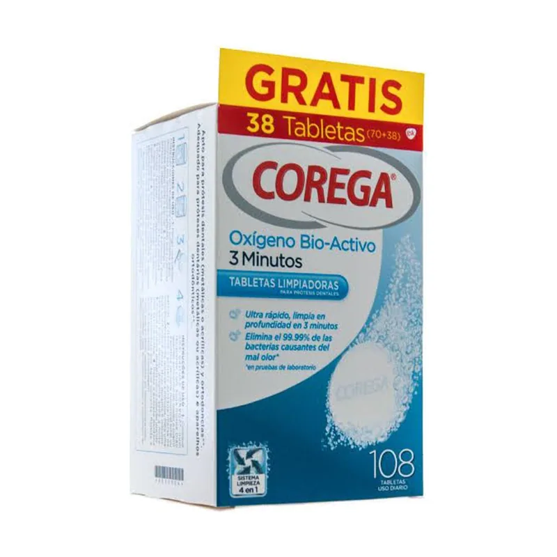 Corega Oxigeno Bio-Activo 108 Tabletas