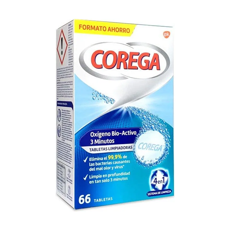 Corega Oxígeno Bio-Activo 66 Tabletas