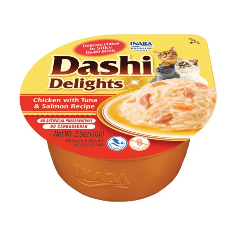 Churu Dashi Delights Pollo con Atún y Salmón Alimento Húmedo 6 bolsitas