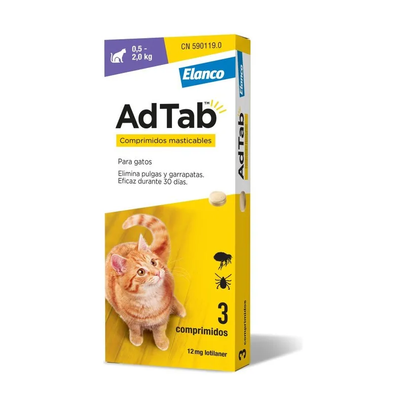 AdTab 12 Mg Comprimidos Masticable Gato 0,5-2 Kg 3 Comprimidos