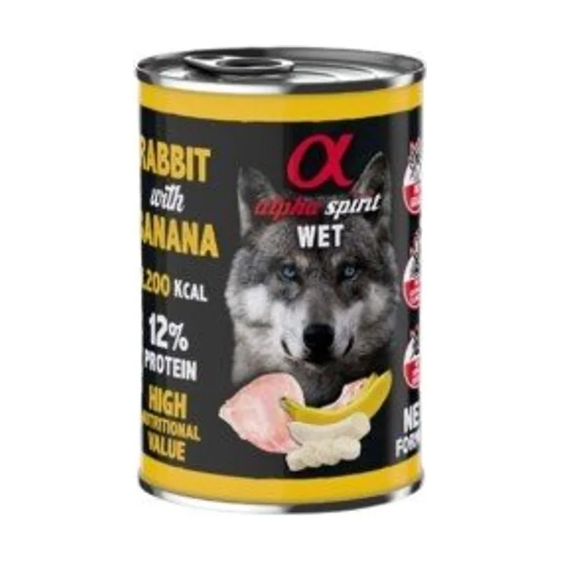 Alpha Spirit Canine Conejo Con Plátano Lata 6x400g