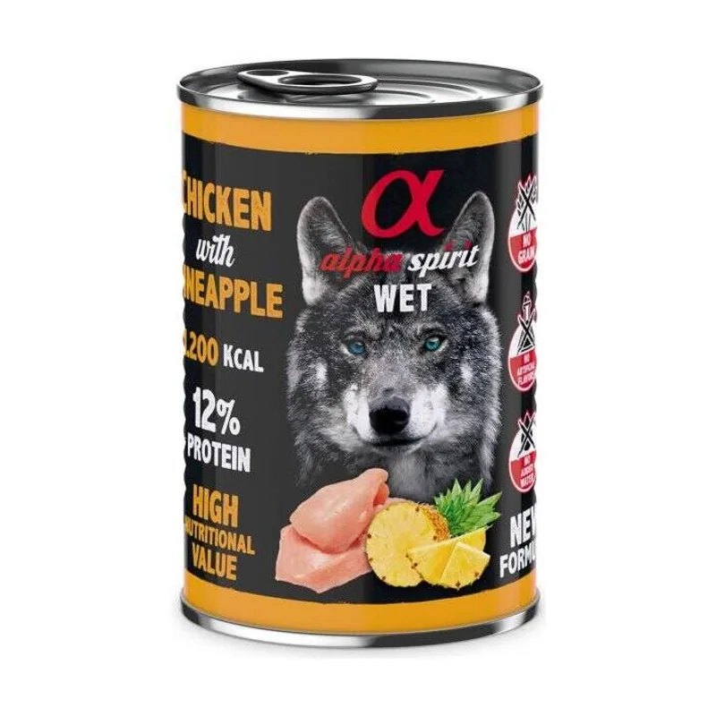 Alpha Comida Húmeda Canina Pollo con Piña Lata de Hierro 400g