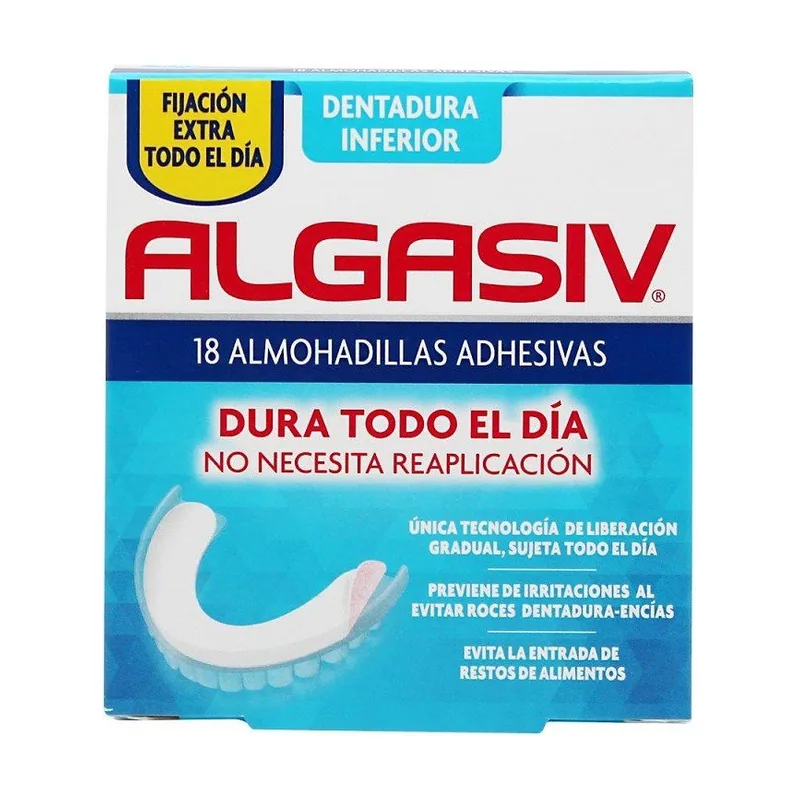 Algasiv Almohadilla Inferior para Dentadura Postiza 18 unidades