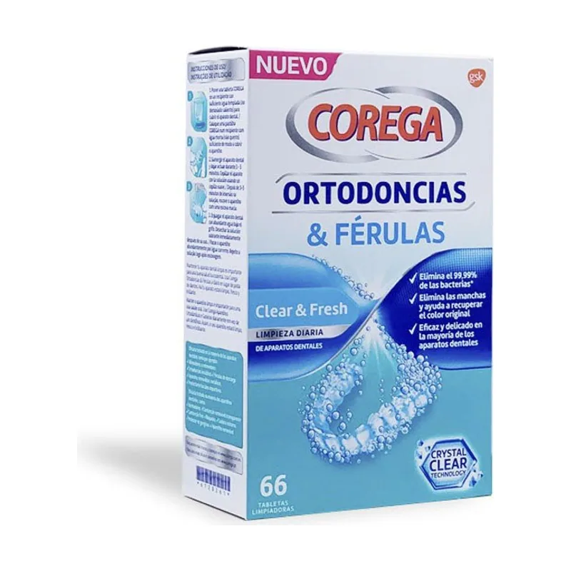 Corega Ortodoncias y Férulas 66 Tabletas Limpiadoras