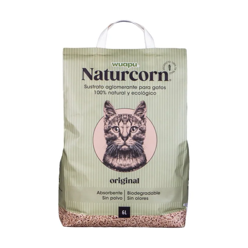 Wuapu Naturcorn Pellets Aglomerantes Arena Gato 6 L
