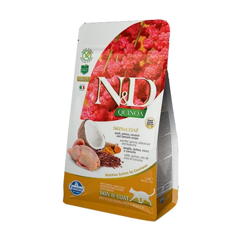 Farmina N&D Quinoa Skin & Coat Alimento Hipoalergénico para Gatos Codorniz 5kg