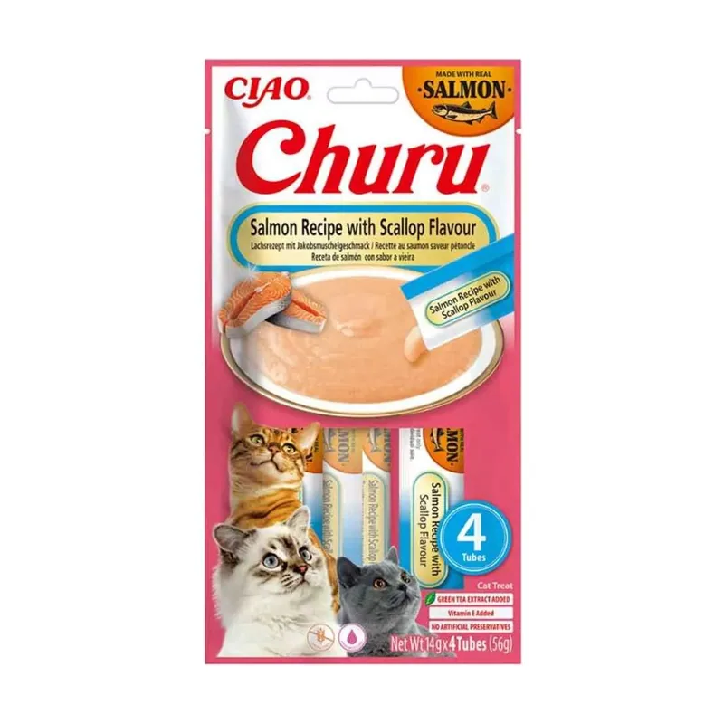 Churu Inaba Cat Salmón con Vieira Snack Gatos 4 x 14 g