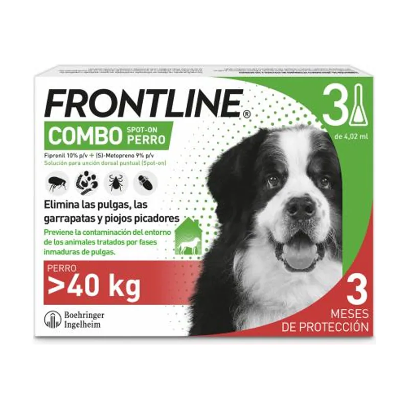 Boehringer Frontline Combo Perro + 40 Kg 3 Pipetas