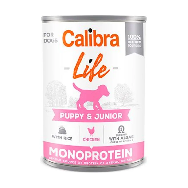 Calibra Dog Life Lata Puppy&Junior Pollo y Arroz 6 x