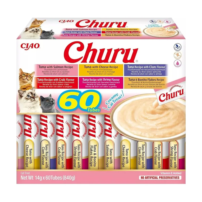Churu Variedades De Atún Golosinas Pasta 60 sobres