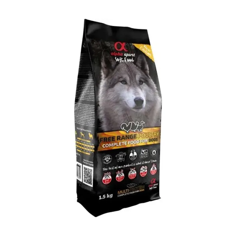 Alpha Spirit Aves Corral Semihúmedo Alimento para Perros Adultos 1,5kg