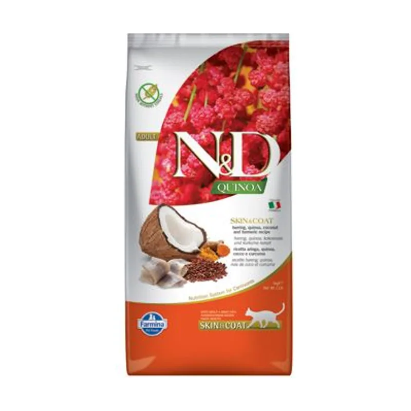 Farmina N&D Cat Quinoa Skin Coat Arenque Alimento Seco 300g