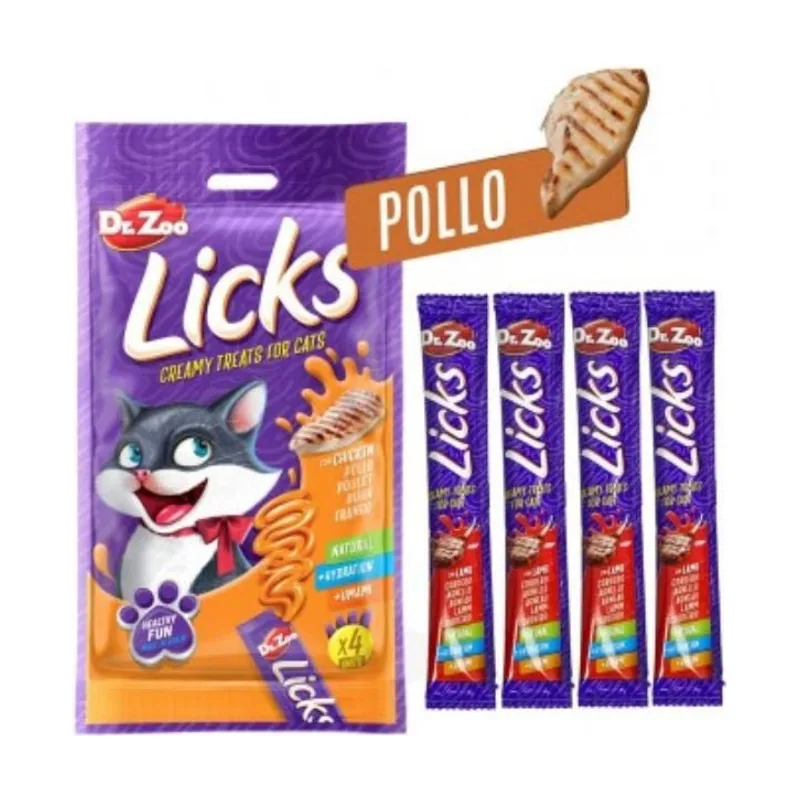 Drzoo Licks Snack Líquido Cremoso de Pollo para Gatos 12x4x15g