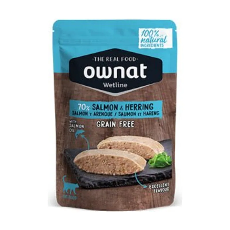 Ownat Wetline Salmón y Arenque Comida Húmeda para Gatos 12 x