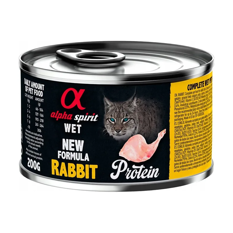 Alpha Spirit Gato Húmedo Conejo Lata 6x200g