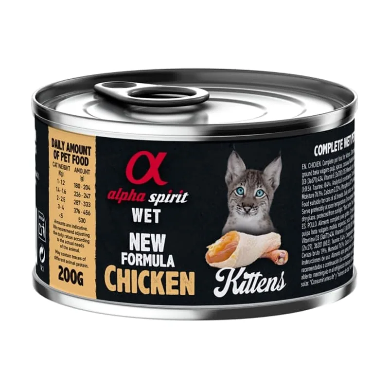Alpha Spirit Feline Kitten Pollo Alimento Húmedo 6 latas