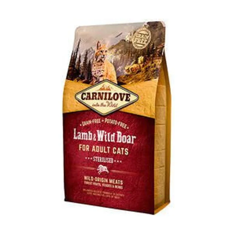 Carnilove Feline Adult Sterilised Cordero y Jabalí Alimento Seco 400g