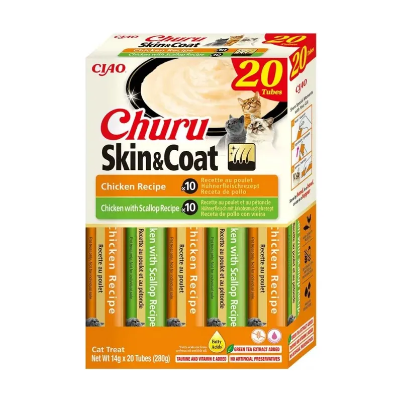 Churu Variedades Skin&Coat Snack Cremoso de Pollo y Vieira 20