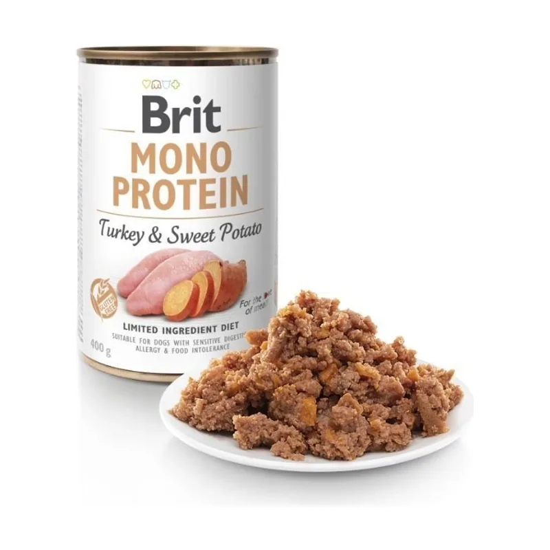 Brit Mono Protein Pavo y Batata Comida Húmeda para Perros 6 latas