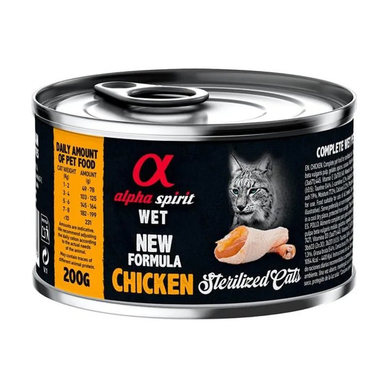 Alpha Spirit Feline Esterilizado Pollo Lata 6x200g