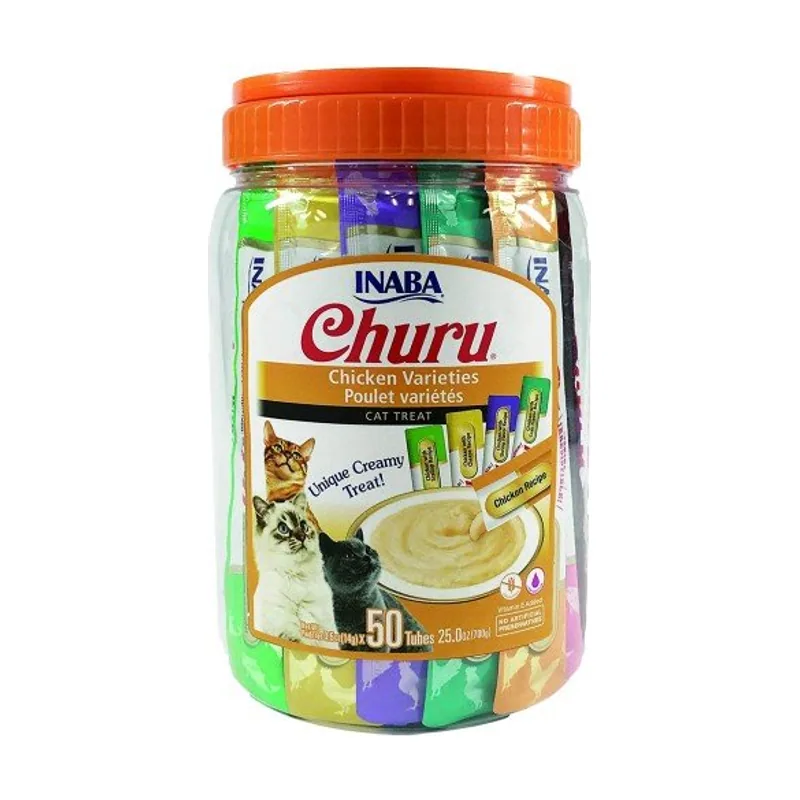 Churu Variedades de Pollo Snacks Cremosos para Gatos 50x14g