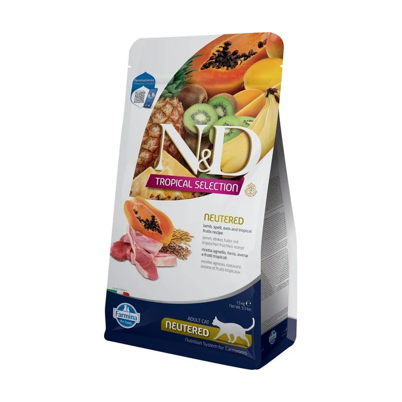 Farmina N&D Tropical Selection Neutered Cordero Alimento Seco para Gatos 1,5Kg