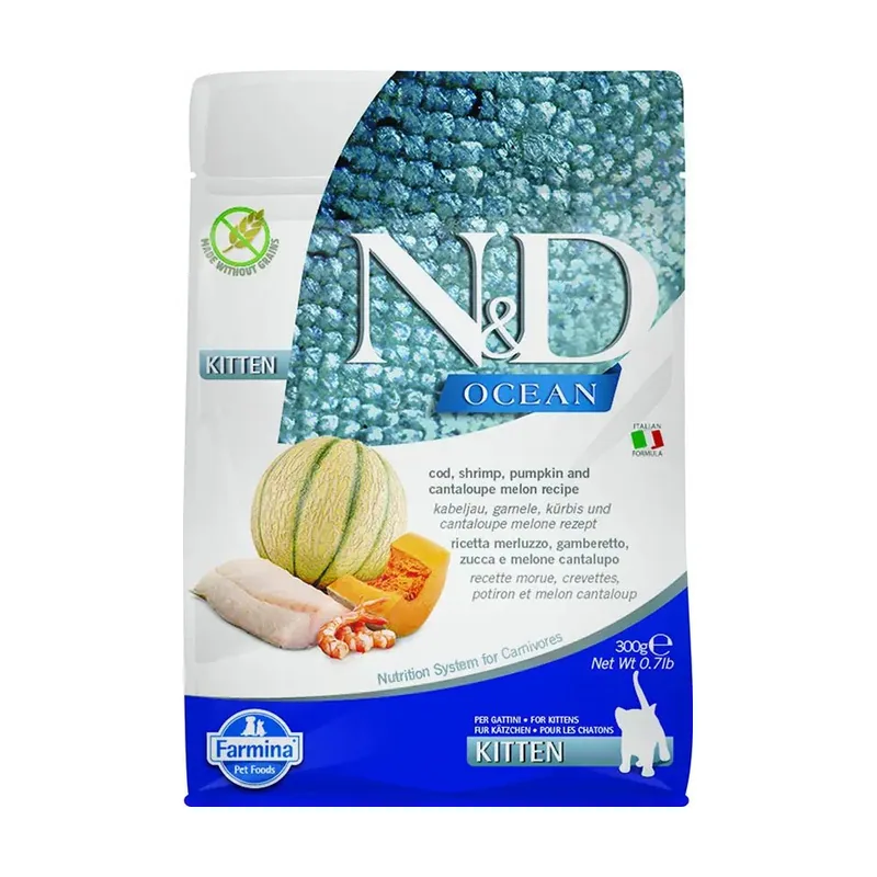 Farmina N&D Cat Kitten Ocean Bacalao Calabaza Alimento Seco 300g