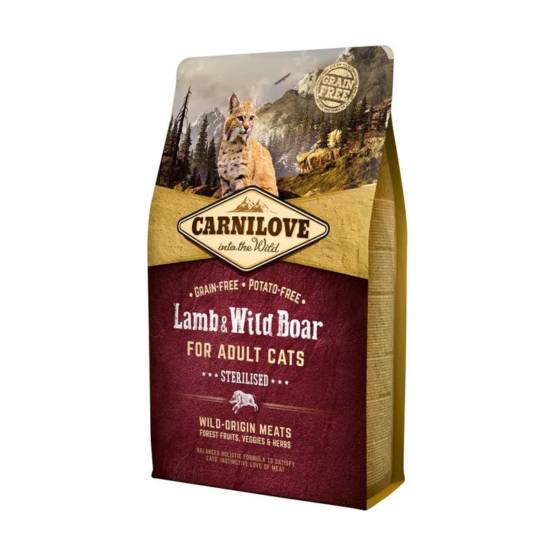 Carnilove Feline Adult Sterilised Cordero Jabali Comida Seca 2Kg