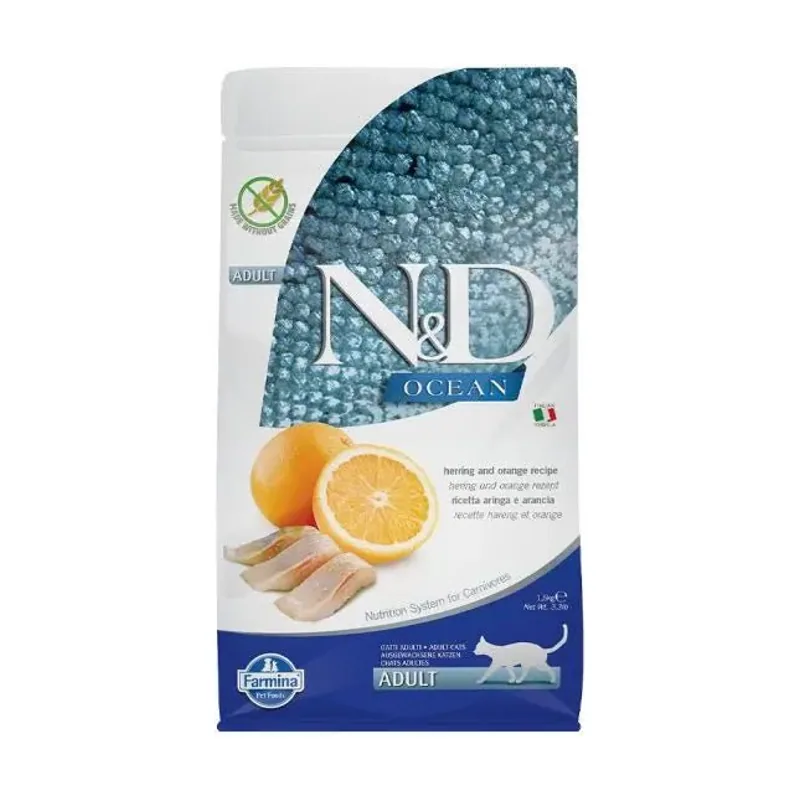 Farmina N&D Ocean Arenque y Naranja Alimento Seco para Gatos Adultos 1,5kg