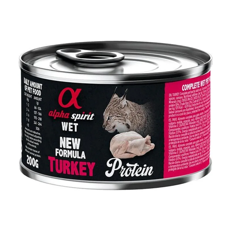 Alpha Spirit Feline Pavo Comida Húmeda 6x200g