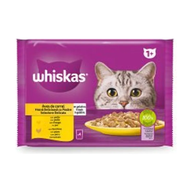 Whiskas Pure Delight Selección Aves Alimento Húmedo 52