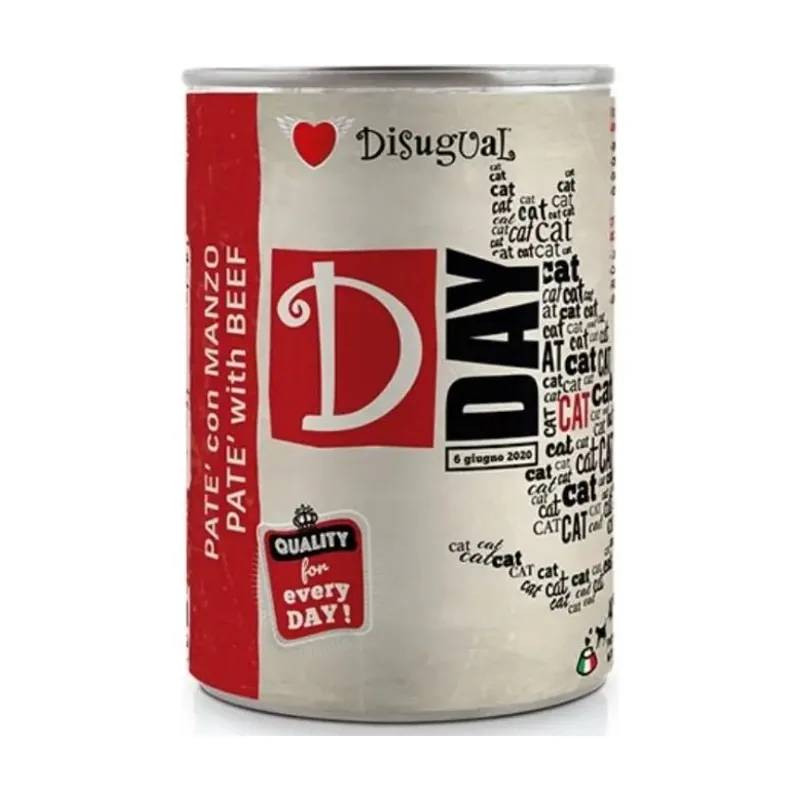 Disugual D-Day Cat Ternera Alimento Húmedo Lata 400g