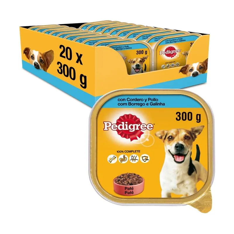 Pedigree Tarrina Cordero y Pollo Comida Húmeda para Perros 20x300G